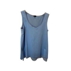 NEW 6 BY SIX women mix media tank top in sky blue